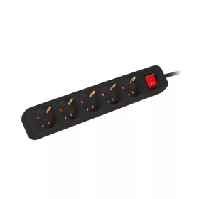   Lanberg PS1-05F-0150-BK 5x Schuko aljzat 10A 1.5m kapcsolós fekete elosztósor