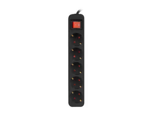 Lanberg PS1-05F-0150-BK 5x Schuko aljzat 10A 1.5m kapcsolós fekete elosztósor