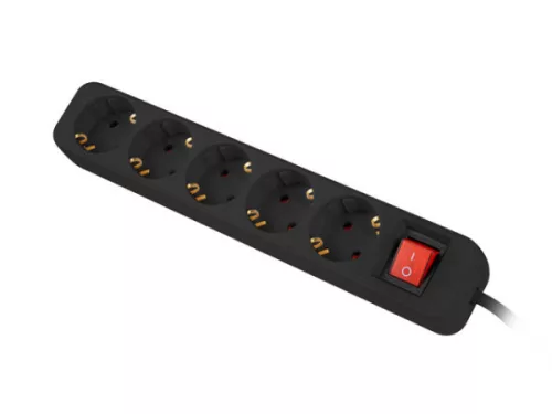 Lanberg PS1-05F-0150-BK 5x Schuko aljzat 10A 1.5m kapcsolós fekete elosztósor