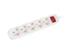 Lanberg PS1-05F-0300-W 5x Schuko aljzat 10A 3m kapcsolós fehér elosztósor