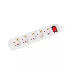   Lanberg PS1-05F-0300-W 5x Schuko aljzat 10A 3m kapcsolós fehér elosztósor