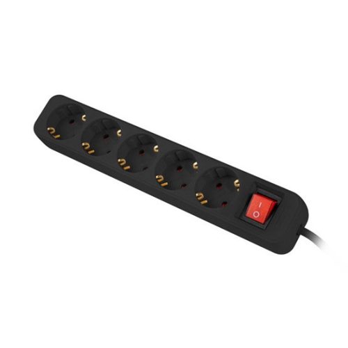 Lanberg elosztó 3 m 5x Schuko aljzat kapcsolóval, fekete