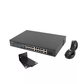   Lanberg Switch menedzsment nélküli, 16x 100Mb PoE+/ 2x 1GB/1X SFP, 10", 19" rackes (150W)