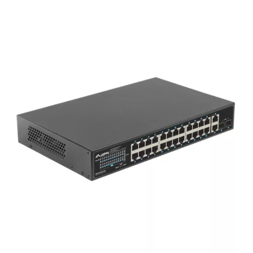 Lanberg Switch 24x 1GbE PoE+/ 2x GbE/ 2 SFP ,19" rackes (360W)