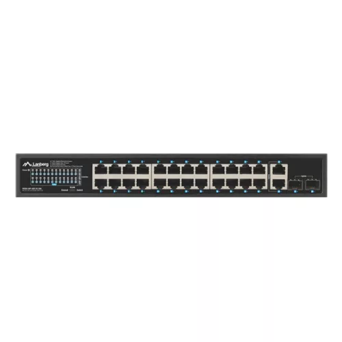 Lanberg Switch 24x 1GbE PoE+/ 2x GbE/ 2 SFP ,19" rackes (360W)