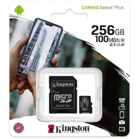   KINGSTON Memóriakártya 256GB MicroSDXC Canvas Select Plus 100R A1 C10 + Adapter
