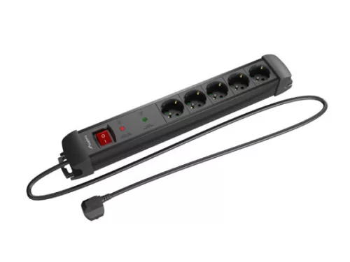 Lanberg SP1-05F-0150-BK 5x Schuko aljzat túlfeszültség ellen védett 1.5m kapcsolós fekete elosztósor