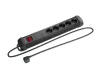 Lanberg SP1-05F-0300-BK 5x Schuko aljzat túlfeszültség ellen védett 3m kapcsolós fekete elosztósor