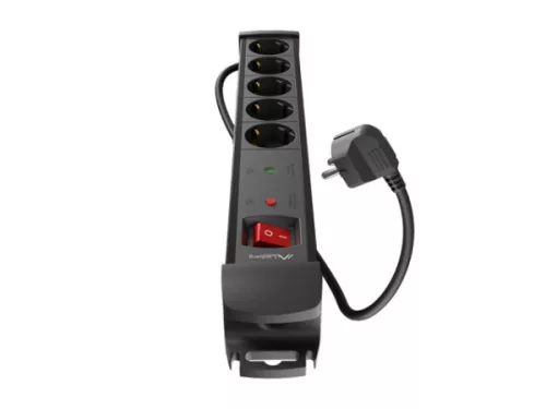 Lanberg SP1-05F-0500-BK 5x Schuko aljzat túlfeszültség ellen védett 5m kapcsolós fekete elosztósor
