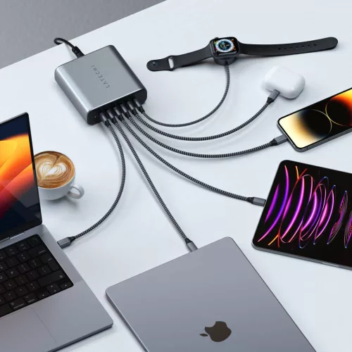 Satechi 200W USB-C 6-PORT GAN CHARGER (6xUSB-C PD  Supports PD 3.1/3.0, QC 4.0+ & PPS) - szürke