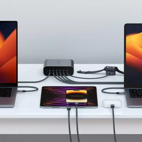 Satechi 200W USB-C 6-PORT GAN CHARGER (6xUSB-C PD  Supports PD 3.1/3.0, QC 4.0+ & PPS) - szürke
