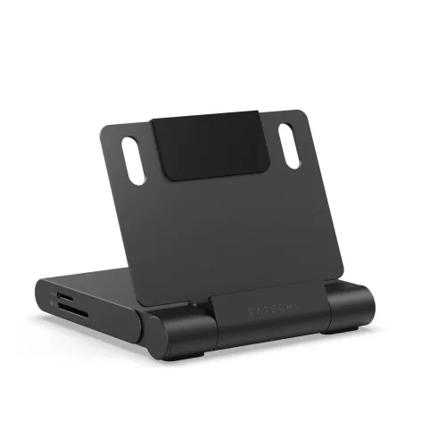 Satechi OntheGo Foldable Stand Hub (4K60Hz HDMI,1x 100W USB-C PD,Dual 10Gbps USB-C & USB-A,UHS-II SD & microSD Card Slots,iPad Compatibility 2021+) - Space Black