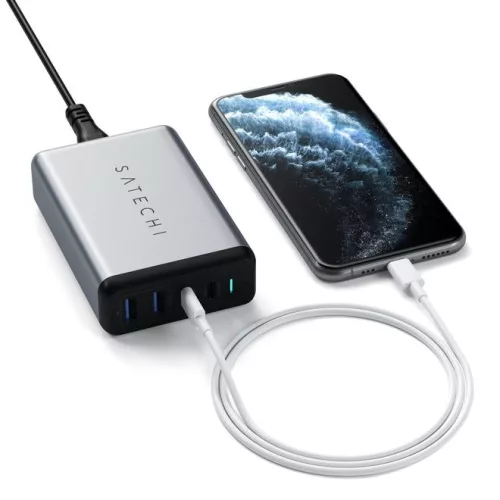 Satechi 75W Dual Type-C PD Travel Charger (2x USB-A,1x USB-C PD 18W,1x USB-C PD 60W) - asztroszürke
