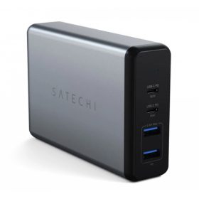   Satechi 108W Type-C MultiPort Travel Charger (1x USB-C PD,2x USB3.0,1xQualcomm 3.0) - asztroszürke