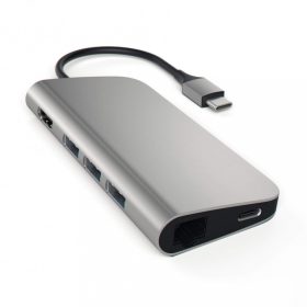   Satechi Aluminium Type-C Multi-Port Adapter (HDMI 4K,3x USB 3.0,MicroSD,Ethernet) - Space Grey