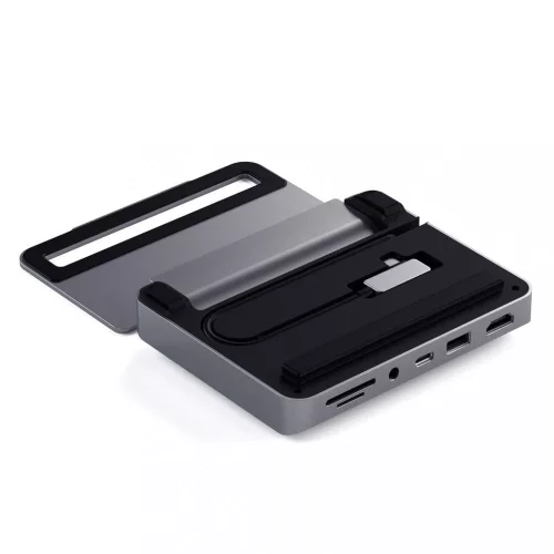 Satechi Aluminium Stand & Hub for iPad Pro (USB-C PD up to 60W,4K HDMI(60Hz),USB-A,SDcard, audio 3.5mm ) - Space Grey