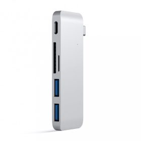   Satechi Aluminium Type-C Passthrough USB Hub (3x USB 3.0,MicroSD) - Silver