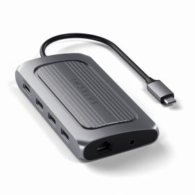   Satechi Aluminium USB4 Multiport Adapter w 8K HDMI (1x8K HDMI/30Hz, USB-C PD 100W, Ethernet, 2xUSB-A 3.2, 1xUSB-A 2.0, Micro/SD, 3.5mm audio) - Space Grey