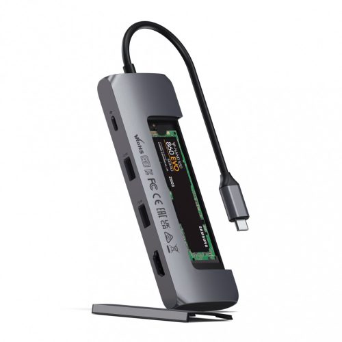 Satechi Aluminium USB-C Hybrid Multiport adapter (SSD Enclosure, HDMI 4K, 2 x USB-A 3.1 Gen 2 up to 10 Gbps) - Space Grey