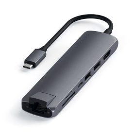   Satechi Aluminium Type-C Slim Multiport (1xHDMI 4K,2x USB-A,1x SD,1x Ethernet) - Space Grey