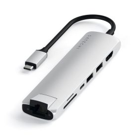   Satechi Aluminium Type-C Slim Multiport (1xHDMI 4K,2x USB-A,1x SD,1x Ethernet) - Silver
