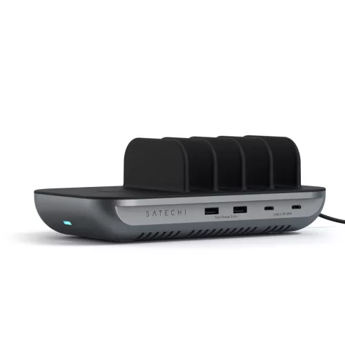 Satechi Dock 5 Multi device charging station with EU plug (2xUSB-C PD 20 W, 2x USB-A 12W, Wireless) - Space Grey