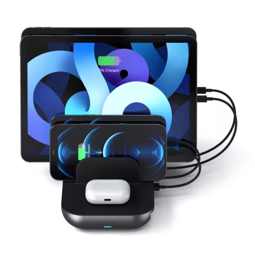 Satechi Dock 5 Multi device charging station with EU plug (2xUSB-C PD 20 W, 2x USB-A 12W, Wireless) - Space Grey