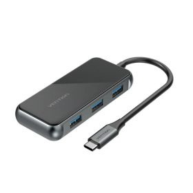   Vention USB-C -> USB3.0*4/PD (0,15m, szürke, tükrös felületű), Dokkoló