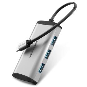   Vention USB-C -> USB3.0*4/Micro USB 0,15m (szürke fémszerű), Hub
