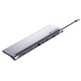   Vention USB-C -> DP/HDMI/VGA/USB-C Gen 1/USB 3.0x2/USB 2.0/RJ45/SD/TF/TRRS 3.5mm/PD, 0,25m (12 az 1-ben, szürke aluminum ötvözet), Dokkoló