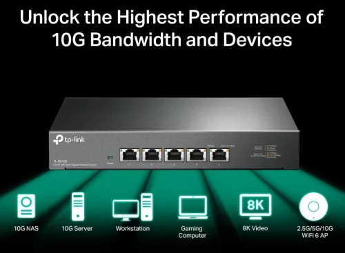 TP-LINK SWITCH TL-SX105 5-Port 10G Multi-Gigabit Desktop