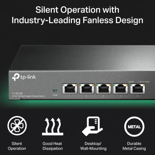 TP-LINK SWITCH TL-SX105 5-Port 10G Multi-Gigabit Desktop