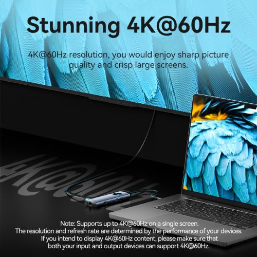 Bention USB-C -> DP/HDMI/USB 3.0*2/USB 2.0/RJ45/SD/TF/PD MST, dokkoló