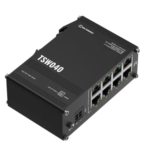 Teltonika 8 portos nem menedzselhető PoE switch, 240W, DIN sín