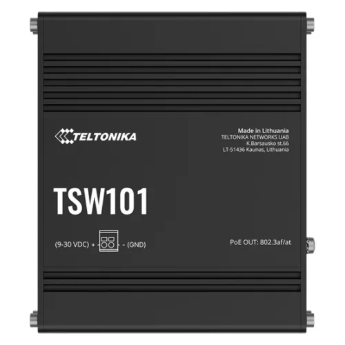 Teltonika 5 portos Gigabit PoE switch, 4 PoE port, 60W, 12/24V