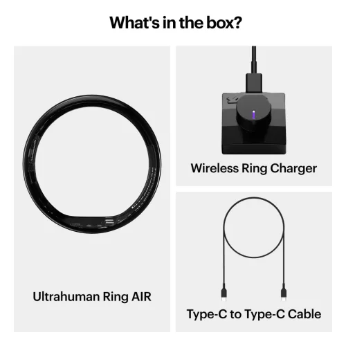Ultrahuman Ring Air - Smart Ring, Charger, USB Cable / Size-08- Aster_Air_Black