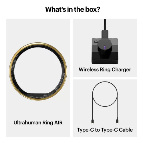 Ultrahuman Ring Air - Smart Ring, Charger, USB Cable / Size-11- Air_Gold
