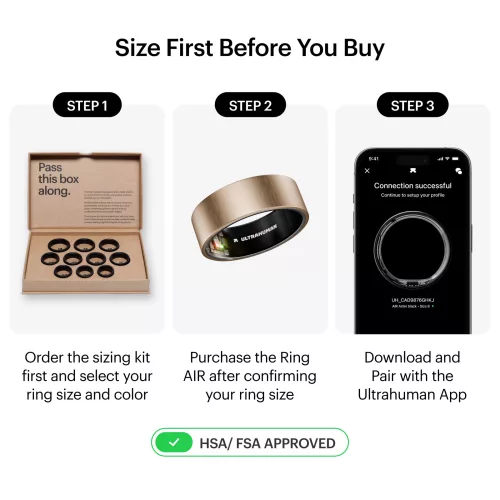 Ultrahuman Ring Air - Smart Ring, Charger, USB Cable / Size-13- Brushed_Rose_Gold