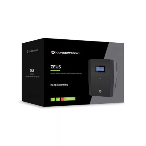 Conceptronic Szünetmentes  1500VA - ZEUS08E (6x IEC C13, line-interaktív, RJ45 vonalvédelem, HID USB, fekete)