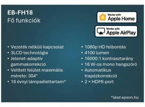 Epson EBFH18 3LCD 4100Lumen / Full HD projektor