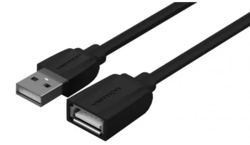 Vention USB-A 2.0/M -> USB-A 2.0/F (hosszabbító,PVC,fekete), 2m, kábel