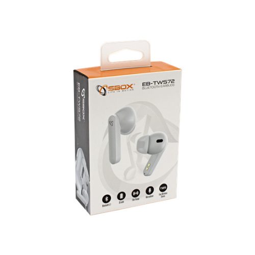 SBOX EB-TWS72 Bluetooth TWS Earbuds fülhallgató mikrofonnal - fehér