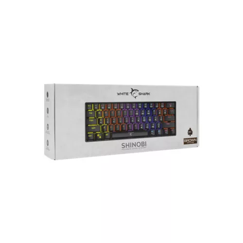 White Shark GK-2022B/BR-HU SHINOBI vezetékes mechanikus (Brown switch) gamer billentyűzet - fekete - HU
