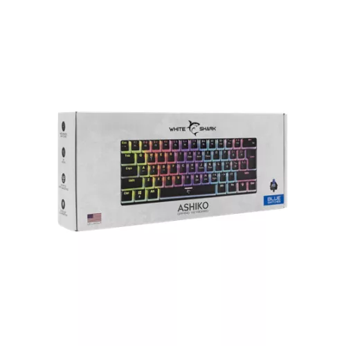 White Shark GK-2202B/BL-US ASHIKO vezetékes mechanikus (Blue switch) gamer billentyűzet - fekete - US