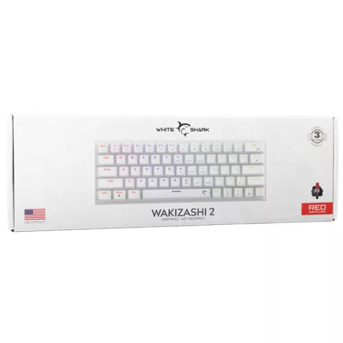 White Shark GK-002211-W/R-US WAKIZASHI-W vezetékes mechanikus gamer billentyűzet - fehér - US