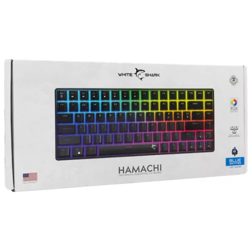 White Shark GK-005121-B/BL-US HAMACHI vezetékes mechanikus (Blue switch) gamer billentyűzet - fekete - US