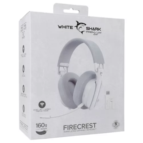 White Shark Firecrest Vezetékes/Wireless Gamer Fejhallgató Headset Fehér