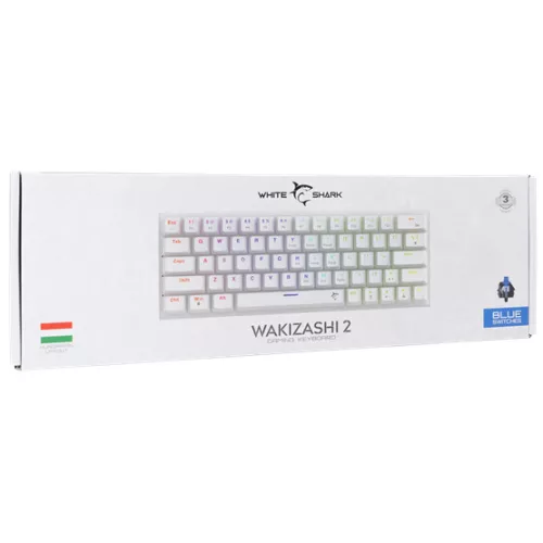 White Shark GK-002223V2-W/BL-HU WAKIZASHI-2 vezetékes mechanikus gamer billentyűzet - fehér - HU