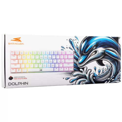 Baracuda BGK-03211W/R-US DOLPHIN-W - Mechanikus gamer billentyűzet piros kapcsolóval - Fehér - US