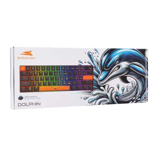 Baracuda BGK-03121B/BL-US DOLPHIN-B - Mechanikus gamer billentyűzet kék kapcsolóval - Fekete - US